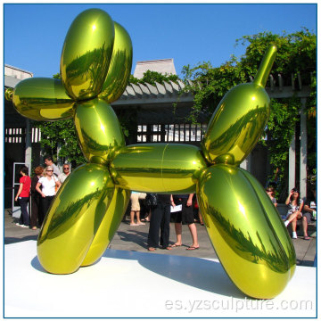 Escultura grande del perro del globo del acero inoxidable